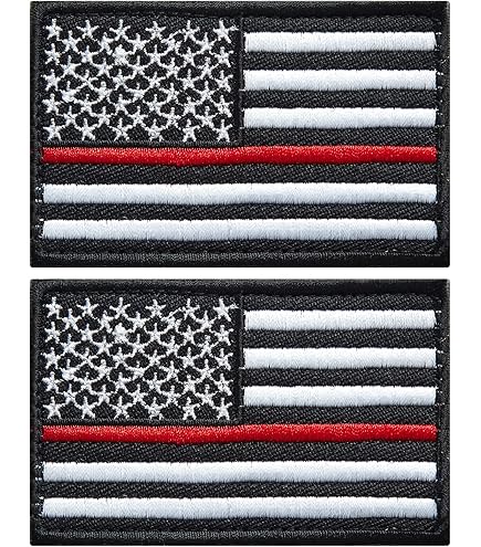Amazon.com: Graphic Dust Black US Thin Red Line Flag Embroidered